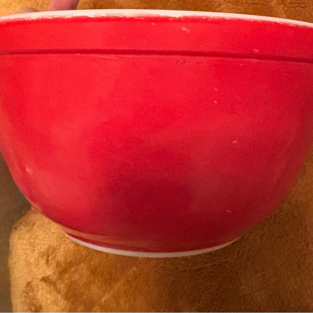 Antique vintage collectible PYREX glass Red Mixing Bowl - Picture 10 of 15